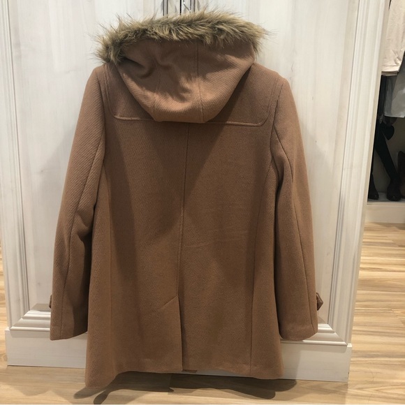 🧥 Cole Haan camel wool coat with faux fur trim hood 🧥 - Picture 3 of 4